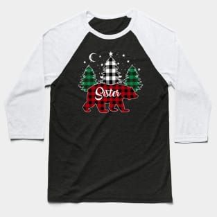 Sister Bear Buffalo Red Plaid Matching Family Christmas Baseball T-Shirt